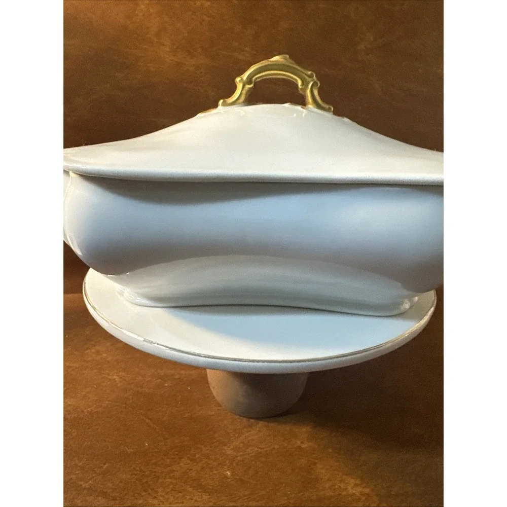Antique Haviland Limoges H&C France Gold Gilt Lidded Covered Caserole 1890s